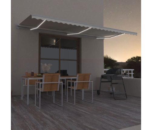 Toldo automático con LED sensor de viento crema 600x300 cm