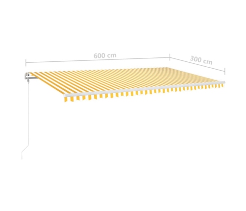 Toldo automático LED sensor de viento amarillo blanco 600x300cm