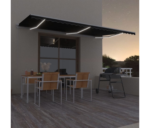 Toldo automático LED sensor de viento gris antracita 600x300 cm