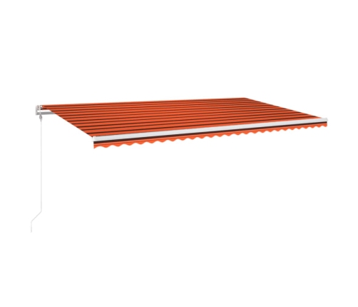 Toldo automático LED sensor de viento naranja marrón 600x300 cm