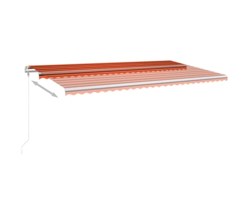 Toldo automático LED sensor de viento naranja marrón 600x300 cm