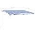Toldo manual retráctil con LED azul y blanco 400x350 cm