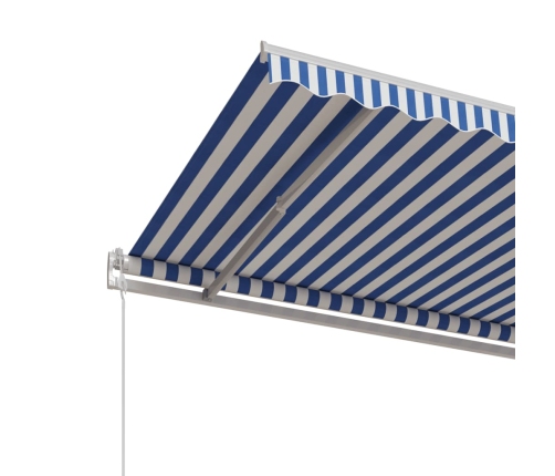 Toldo automático retráctil azul y blanco 400x350 cm