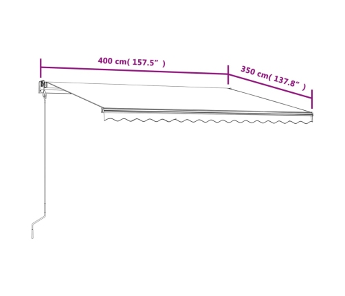 Toldo automático retráctil azul y blanco 400x350 cm
