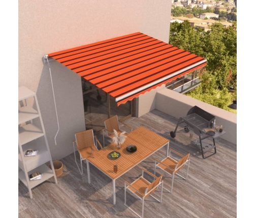 Toldo retráctil manual naranja y marrón 400x350 cm