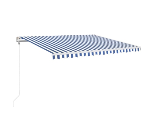 Toldo automático LED sensor de viento azul y blanco 400x350 cm