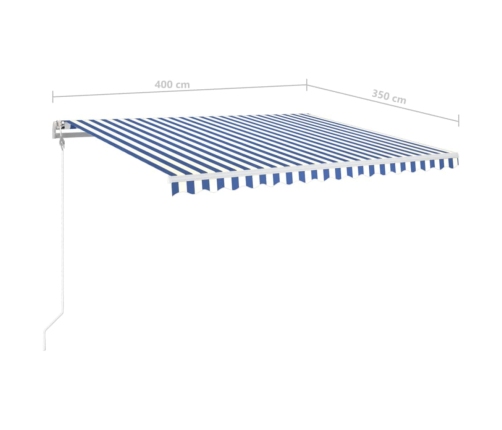 Toldo automático LED sensor de viento azul y blanco 400x350 cm