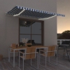 Toldo automático LED sensor de viento azul y blanco 400x350 cm