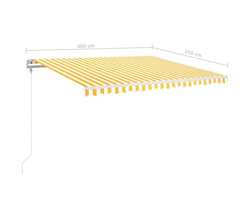 Toldo automático LED sensor de viento amarillo blanco 400x350cm