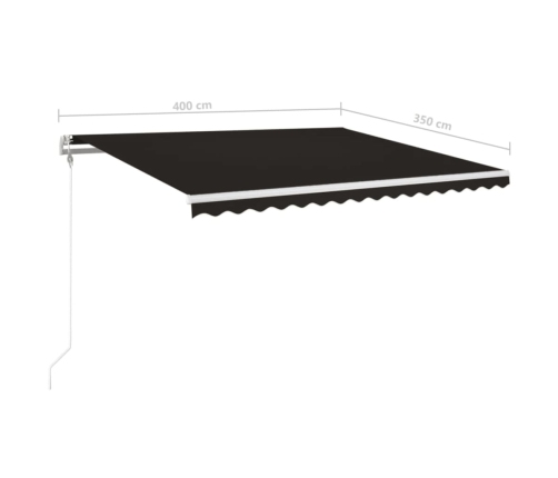 Toldo automático LED sensor de viento gris antracita 400x350 cm