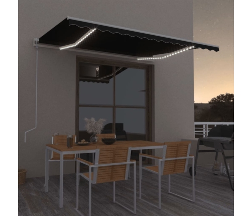 Toldo automático LED sensor de viento gris antracita 400x350 cm