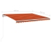 Toldo automático LED sensor de viento naranja marrón 400x350 cm