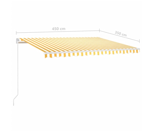 Toldo manual retráctil amarillo y blanco 450x350 cm