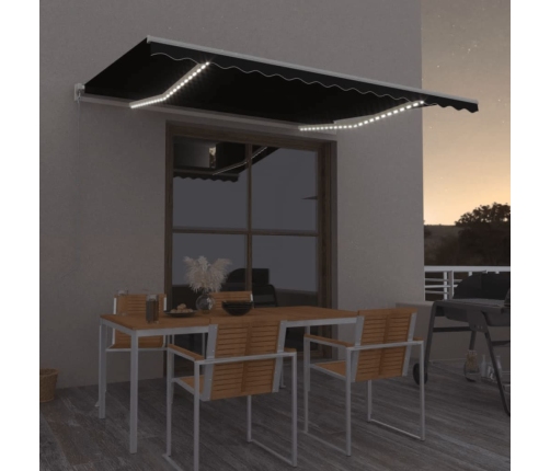 Toldo manual retráctil con LED gris antracita 450x350 cm