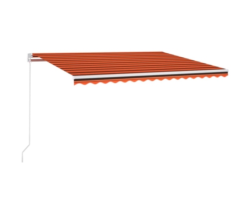 Toldo manual retráctil con LED naranja y marrón 450x350 cm