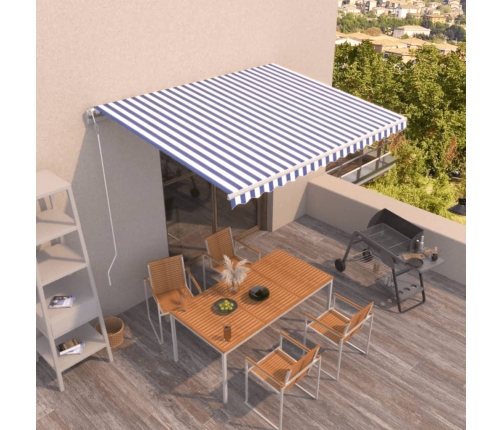 Toldo automático retráctil azul y blanco 450x350 cm