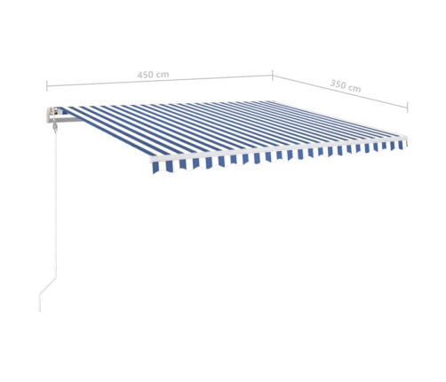 Toldo automático LED sensor de viento azul y blanco 450x350 cm