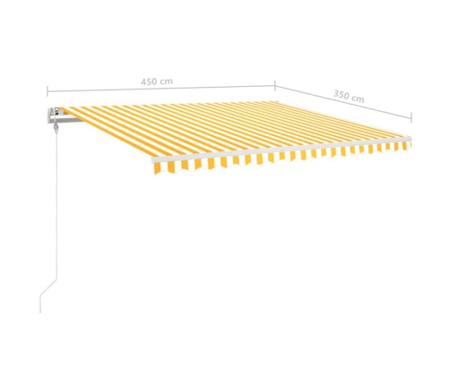 Toldo automático LED sensor de viento amarillo blanco 450x350cm