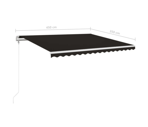 Toldo automático LED sensor de viento gris antracita 450x350 cm