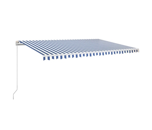 Toldo retráctil manual con LED azul y blanco 500x350 cm