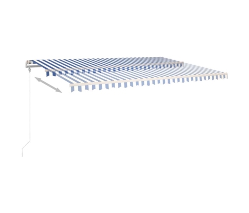 Toldo automático LED sensor de viento azul y blanco 500x350 cm