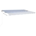 Toldo automático LED sensor de viento azul y blanco 500x350 cm