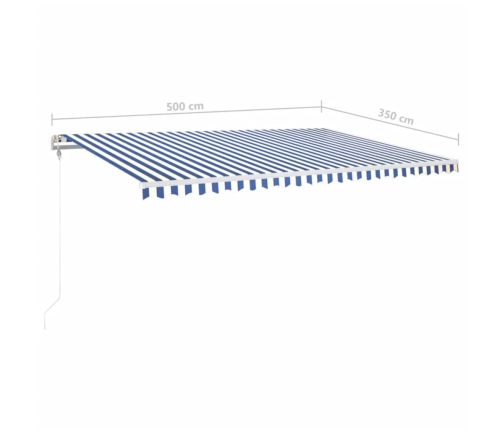 Toldo automático LED sensor de viento azul y blanco 500x350 cm