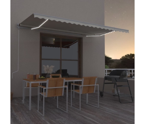 Toldo automático con LED sensor de viento crema 500x350 cm