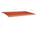 Toldo manual retráctil con LED naranja y marrón 600x350 cm