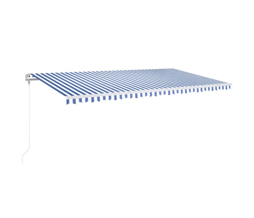 Toldo automático LED sensor de viento azul y blanco 600x350 cm