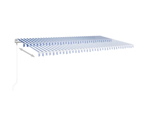 Toldo automático LED sensor de viento azul y blanco 600x350 cm