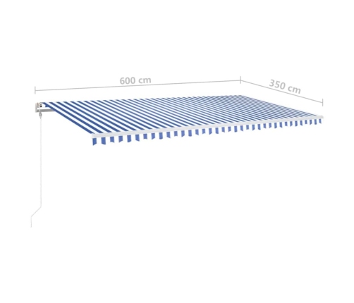 Toldo automático LED sensor de viento azul y blanco 600x350 cm