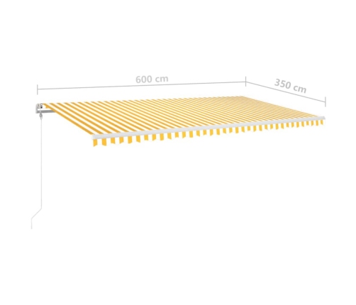 Toldo automático LED sensor de viento amarillo blanco 600x350cm