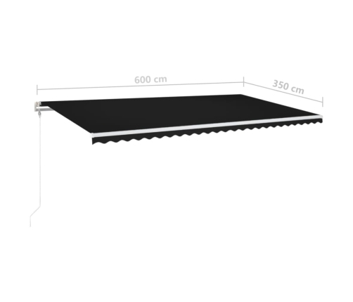 Toldo automático LED sensor de viento gris antracita 600x350 cm