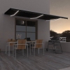 Toldo automático LED sensor de viento gris antracita 600x350 cm