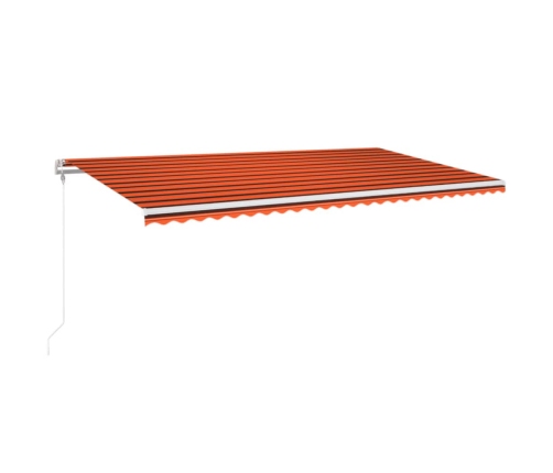 Toldo automático LED sensor de viento naranja marrón 600x350 cm