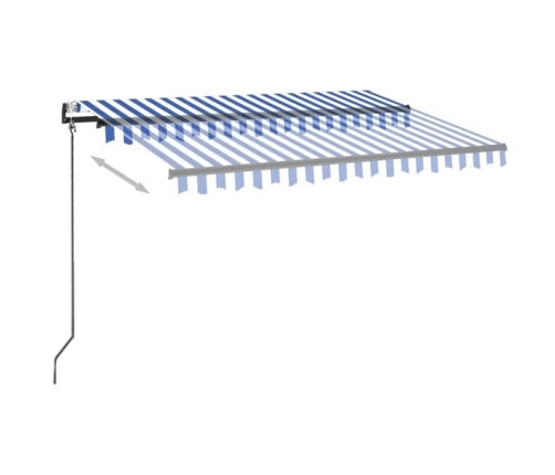 Toldo automático LED sensor de viento azul y blanco 300x250 cm