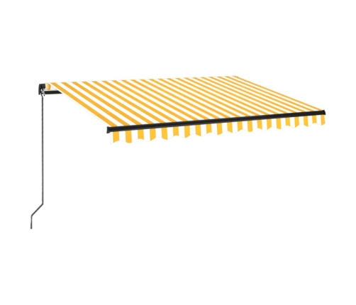 Toldo retráctil manual amarillo y blanco 350x250 cm