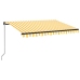 Toldo retráctil manual amarillo y blanco 350x250 cm