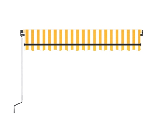 Toldo retráctil manual amarillo y blanco 350x250 cm