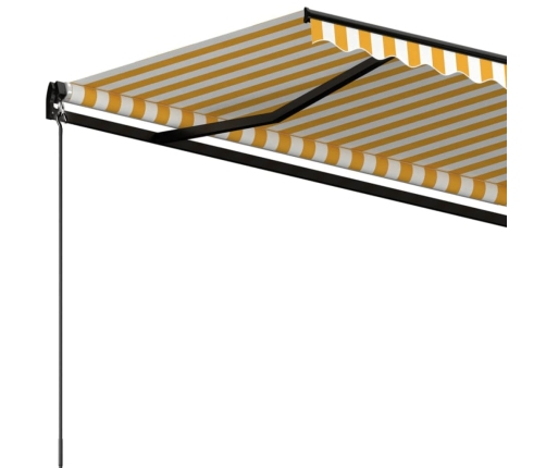 Toldo retráctil manual amarillo y blanco 350x250 cm