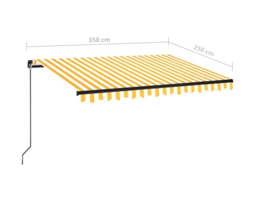 Toldo retráctil manual amarillo y blanco 350x250 cm