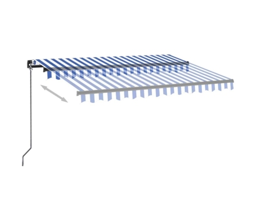 Toldo manual retráctil con LED azul y blanco 350x250 cm