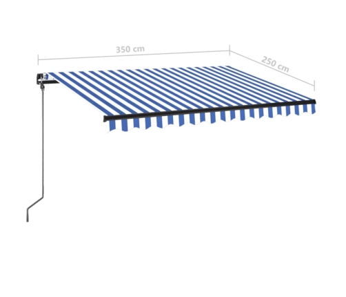 Toldo manual retráctil con LED azul y blanco 350x250 cm