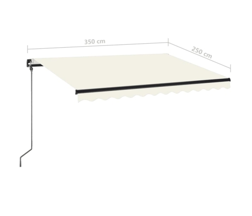 Toldo retráctil manual con LED color crema 350x250 cm