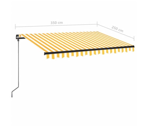 Toldo manual retráctil con LED amarillo y blanco 350x250 cm