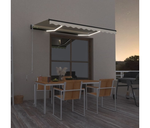 Toldo manual retráctil con LED amarillo y blanco 350x250 cm