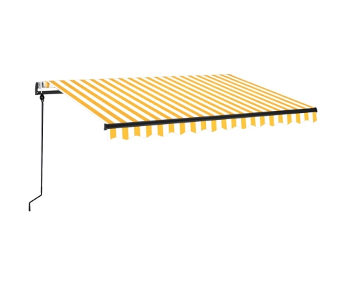 Toldo retráctil automático amarillo y blanco 350x250 cm