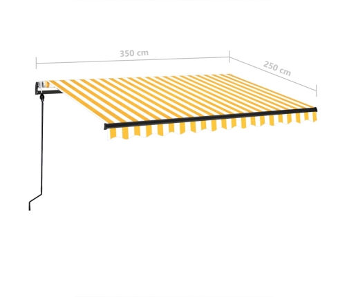 Toldo retráctil automático amarillo y blanco 350x250 cm