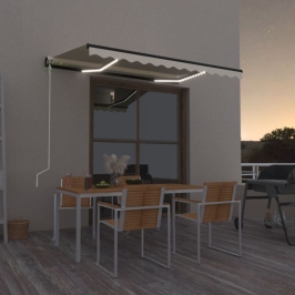 Toldo automático con LED y sensor de viento crema 350x250 cm